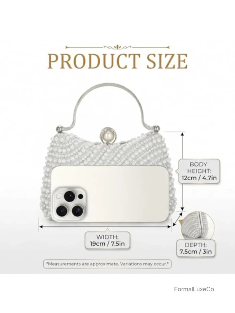 Pearl Clutch Evening Bag Beaded Wedding Purse Women Formal